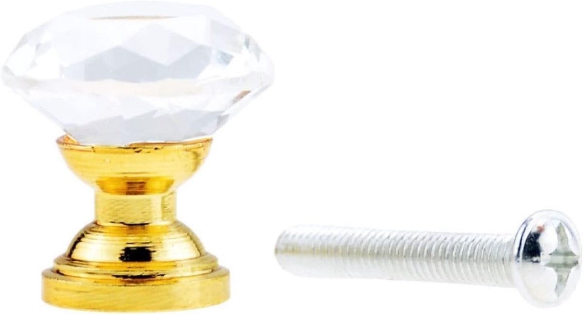 Kristallen Ladeknoppen Diamantvorm Kleine Handgrepen voor Kasten Goud - 20 mm
