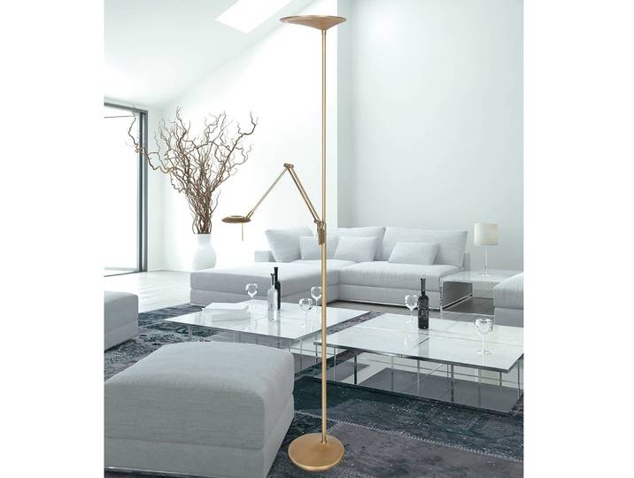 Lampadaire LED Zodiac Led 25 x 185 x 65cm Laiton Matériau : Métal Surface en métal : Laqué Type de métal : Acier LED