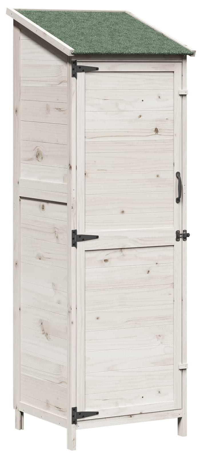 vidaXL Tuinhuis van massief vurenhout, wit, B: 59,5 cm, D: 56 cm, H: 176,5 cm