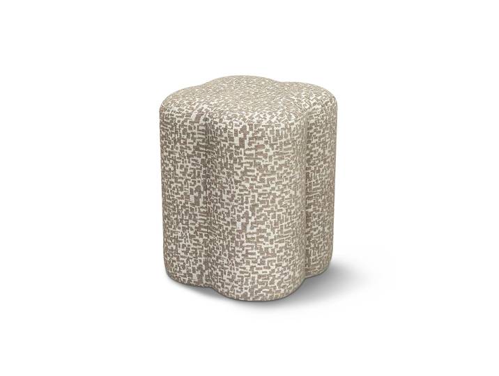 Pouf En Tissu Texturé À Motifs Taupe Lucky