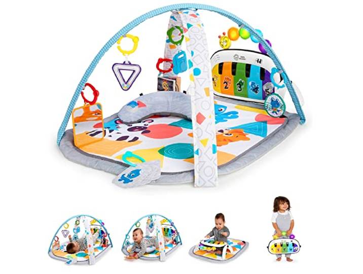 Baby Einstein, 4 in 1 Kickin' Tunes Spieldecke mit 70+ Geräuschen, 25+ Minuten Musik, Erlebnisdecke mit Klavier und Lichtern, Spielmatte mit Spielbogen abnehmbarem Babyspielzeug, ab der Geburt