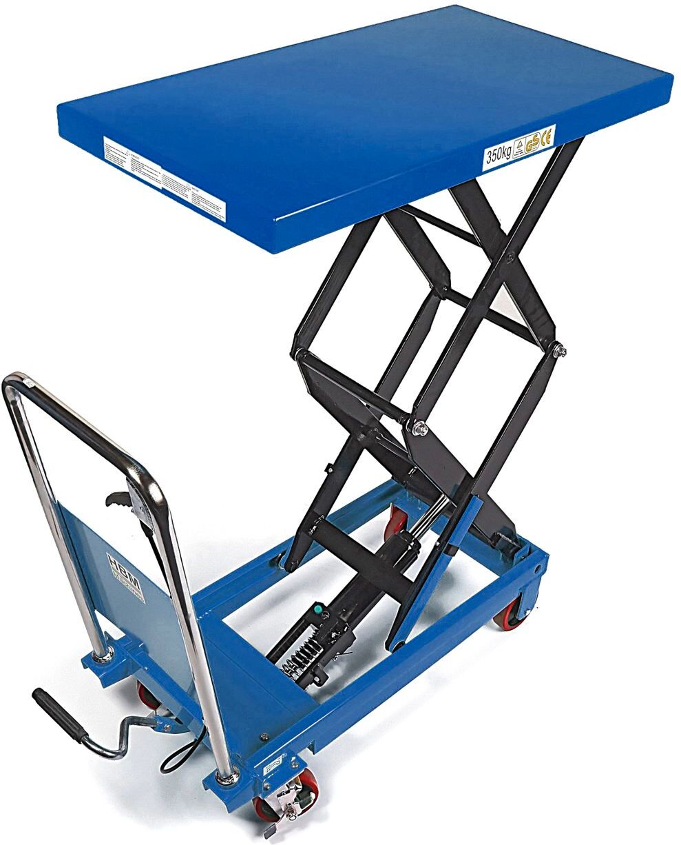 HBM table de travail / table élévatrice mobile haute 350 kg, bleu