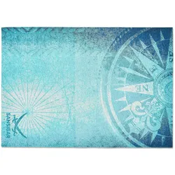 SANSIBAR Sylt Teppich  Keitum , blau , Baumwolle , Maße (cm): B: 160 H: 0,3
