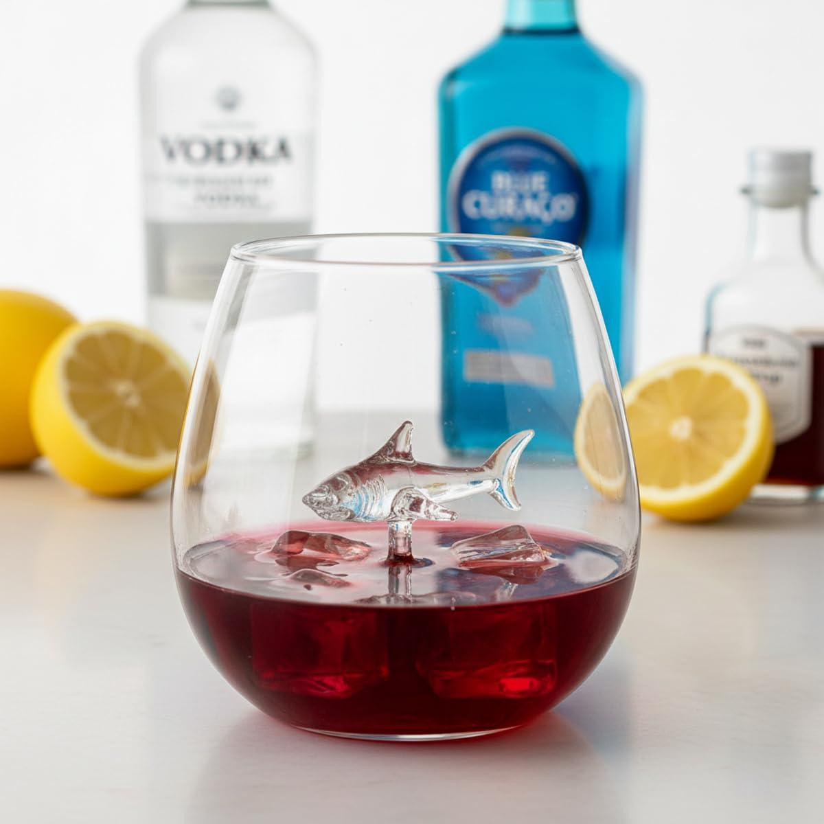 Dripio Haai in glas drinkbeker, 550 ml