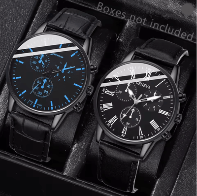 Inspire Essentials Couple Leather Quartz Watch Set Simple Casual Dial a