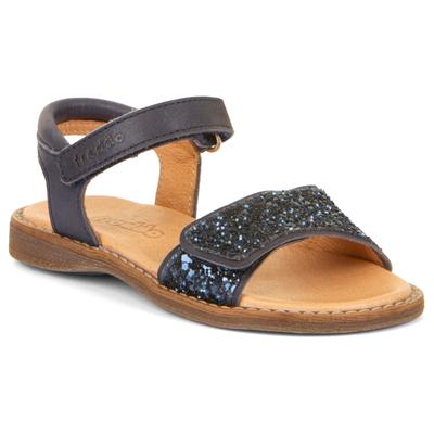 Sandale FRODDO "Lore Sparkle", Mädchen, Gr. 31, blau (dunkelblau), Leder, Glitzer, festlich, Schuhe Sandale, Sommerschuh, Klettschuh, Sandalette, mit zwei Klettverschlüsse