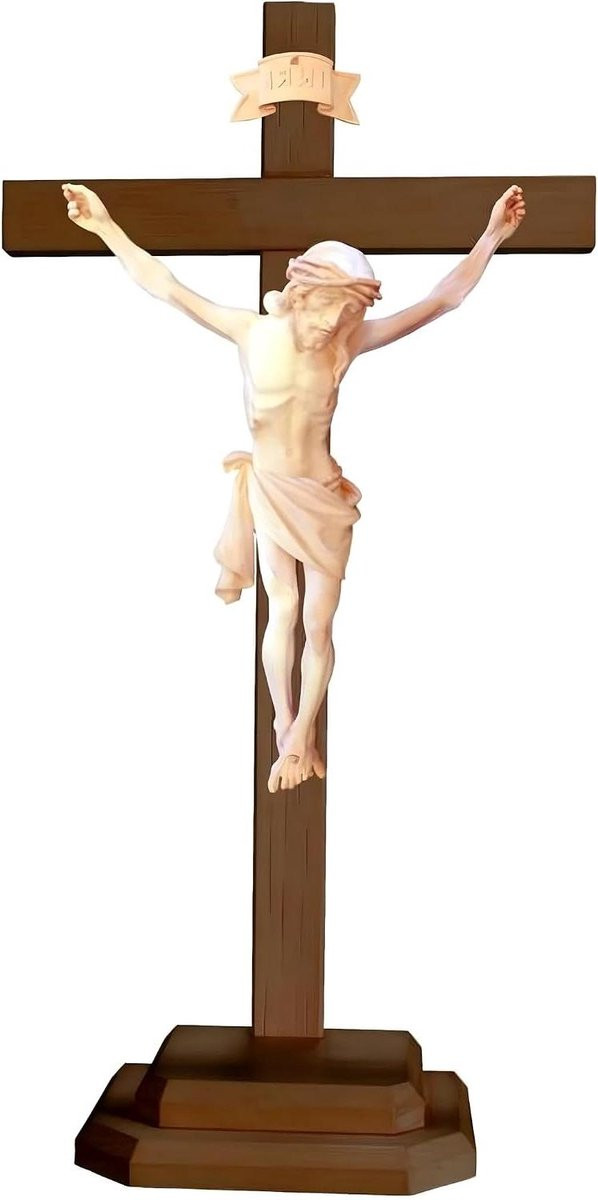 Handbeschilderd Houten Christus Beeld - Religieuze Decoratie - Meerkleurig - 50 cm