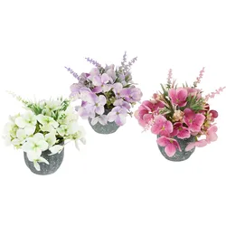 Kunstblume I.GE.A. "Kunstblumen-Arrangement Hortensien im Topf 3er Set", variiert, B:17cm H:17cm T:17cm, Polyester, Kunstpflanzen, 17cm Kunstpflanze Deko künstliche Blumen Deko Pflanzen