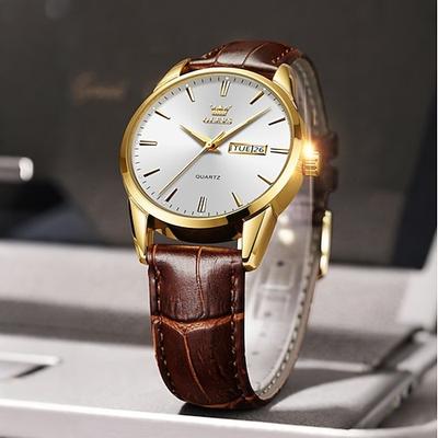 Herren Uhren Leuchtender Kalender Wochenanzeige Chronograph Multifunktions Quarz Uhr Wasserdicht Sport Herren Uhren