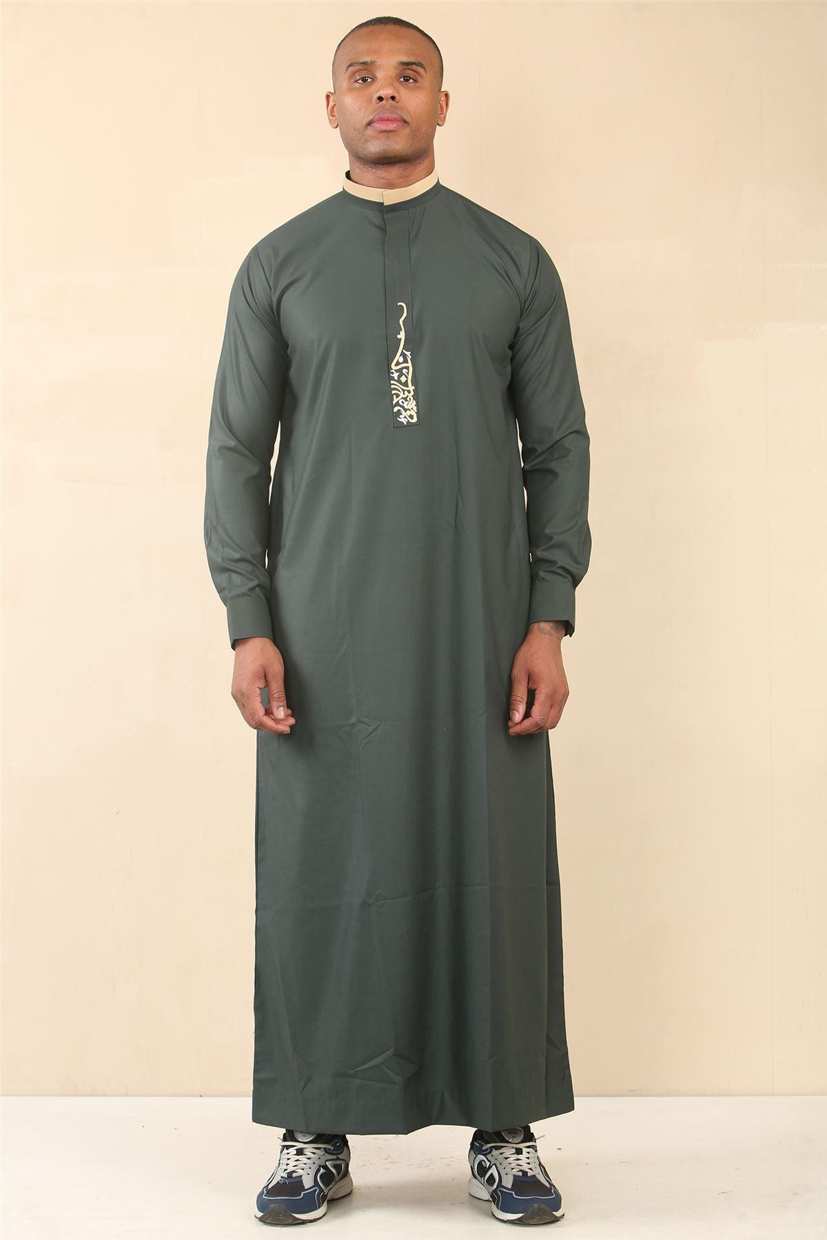Grüner Thobe für Herren, arabische saudi-arabische emiratische islamische Kleidung, Jubba-Robe