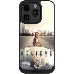 Nivocase Handyhülle für Apple iPhone 15 Pro Hülle NIVOpure Case Schwarz Motivation Tiere Tiger (Apple iPhone 15 Pro), Smartphone Hülle, Schwarz