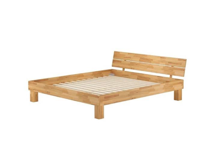 Lit double extra-longueur 180x220 hêtre massif nature Accessoires au choix V-60.80-18-220 sommier à lattes incl.