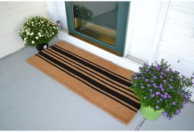 Imports Decor Black & Natural Stripe Outdoor Door Mat - 60 x 24