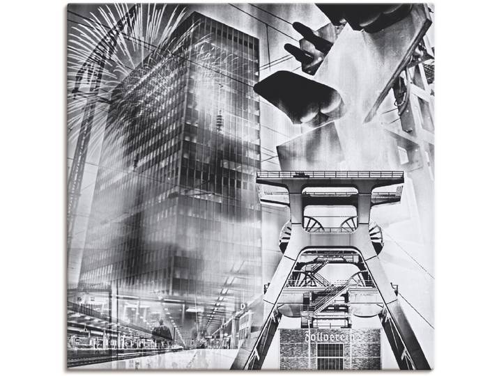 Wandbild ARTLAND Essen Skyline Abstrakte Collage , grau (farbe bild(er): grau), B:50cm H:50cm, Bilder, Wandbild, als Leinwandbild, Poster in verschied. Grössen