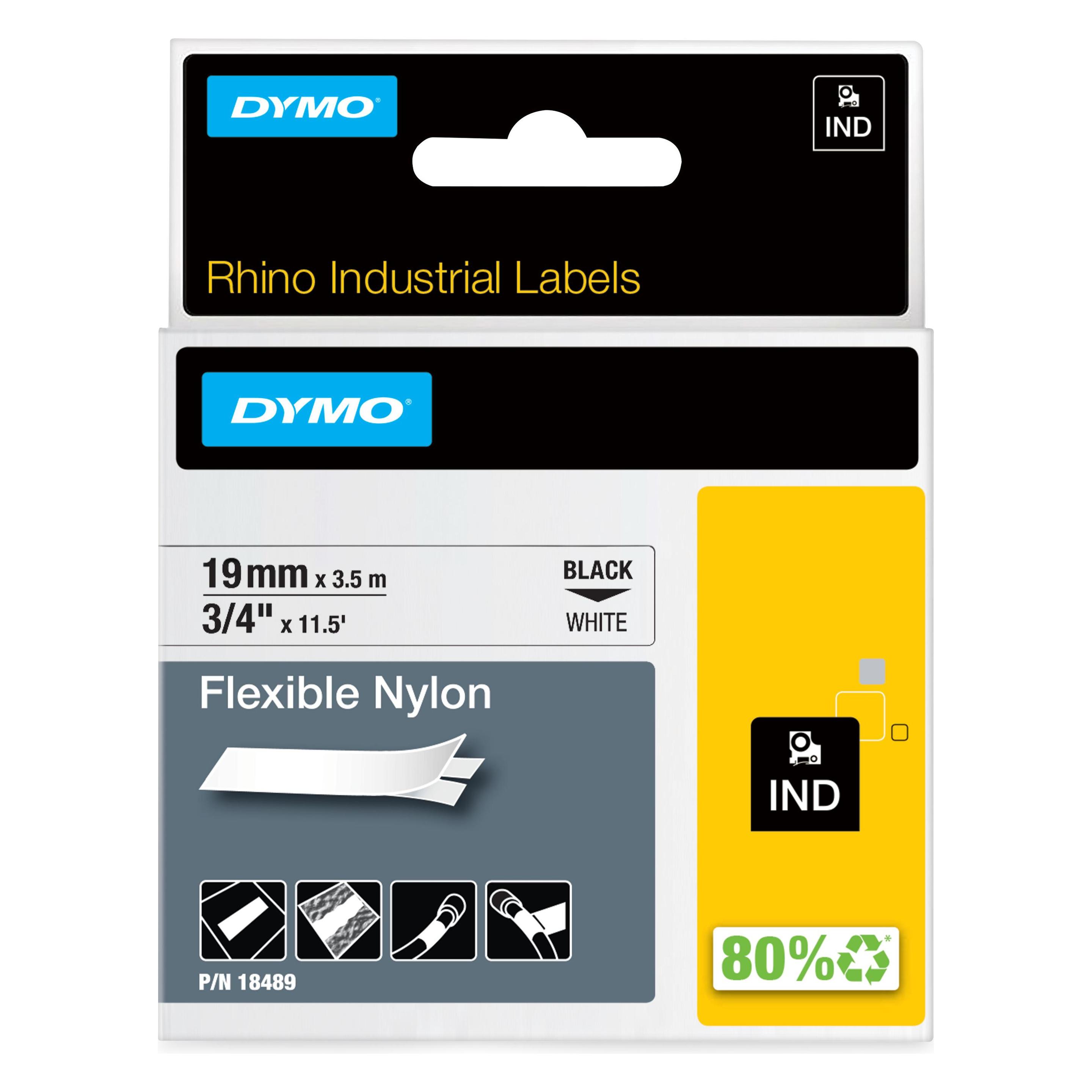 Dymo Rhino Nylonband 18759, weiss (1.90 cm, Schwarz, Weiss) (18489)