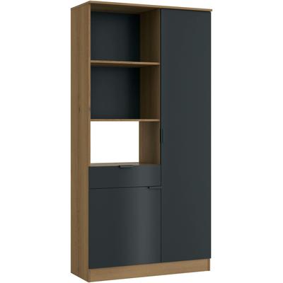 Buffet GAMI, schwarz (eiche helvezia nachbildung, schwarz), T:41cm, Holzwerkstoff, Schränke, Buffet, Buffet 1 Schublade 2 Türen, ohne Elektrogeräte