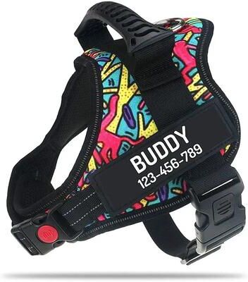 Uplift Treasures Adjustable Nylon Dog Harness With Custom ID Tag 11 m