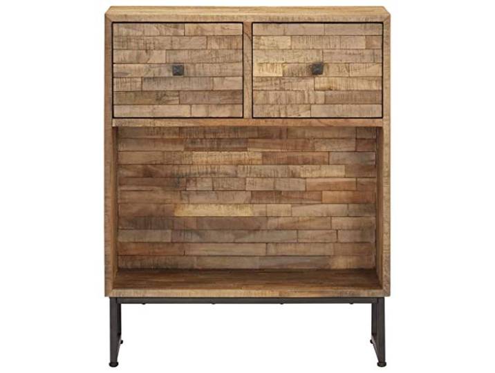PUGYNBK Anrichte aus recyceltem Teakholz, 60 x 30 x 75 cm Handgefertigt, Stahlstruktur, Industriestil, geräumige Aufbewahrung