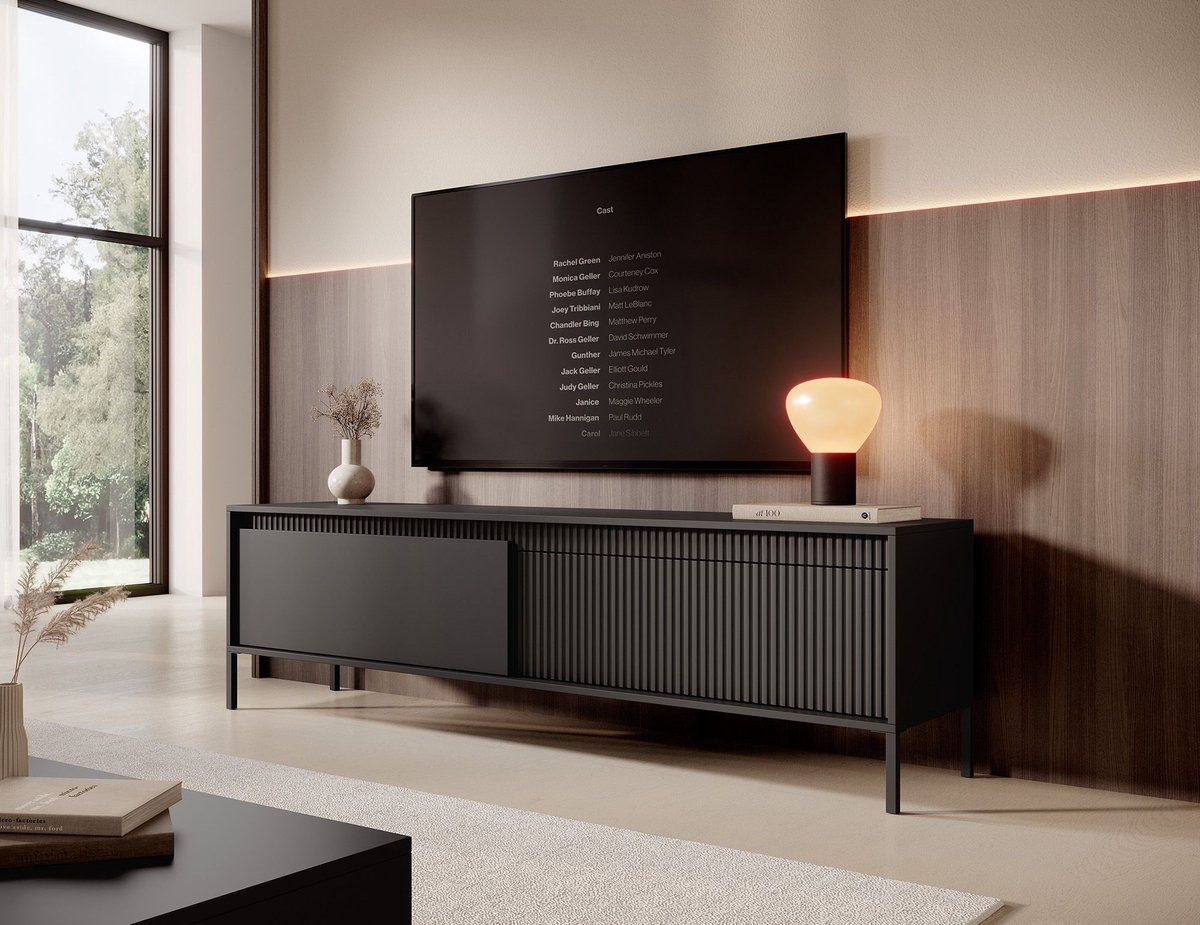 Meubella TV-meubel Saran modern mat zwart Breedte: 187 cm