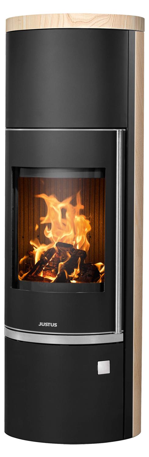 Justus | Kaminofen | Faro W+ 2.0 | 7 kW | Stahl Schwarz, Sandstein