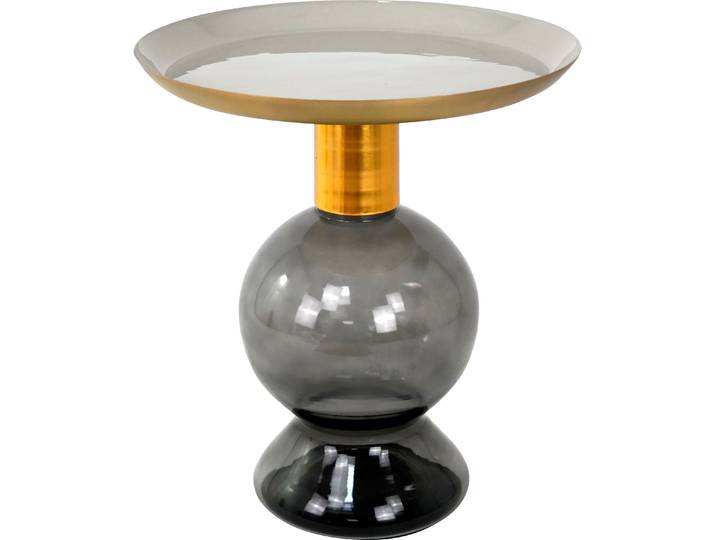 Beistelltisch PAROLI, grau (anthrazit, gold, weiß), B:50cm H:57cm T:50cm, Tische, Beistelltisch