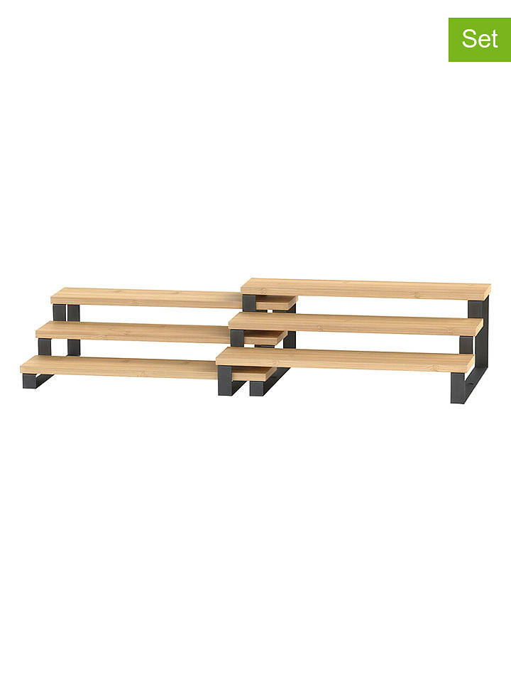 SONGMICS 2er-Set: Gewürzregale in Hellbraun/ Schwarz - onesize