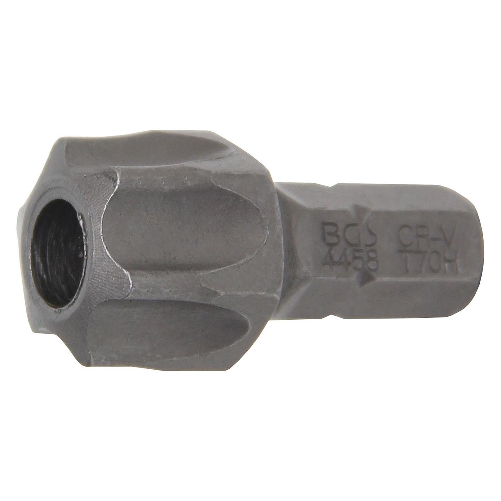 BGS Bit Antrieb Aussensechskant 8 mm (5/16") T-Profil (für Torx) mit Bohrung T70 (4458)