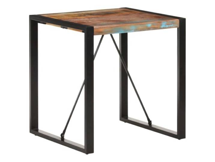 HEFZGDB Esstisch 70x70x75 cm Recyceltes Massivholz Industriestil Antiker Bistrotisch aus Altholz mit Pulverbeschichteten Stahlbeinen für Küche oder Esszimmer Einzigartige Holzmaserung