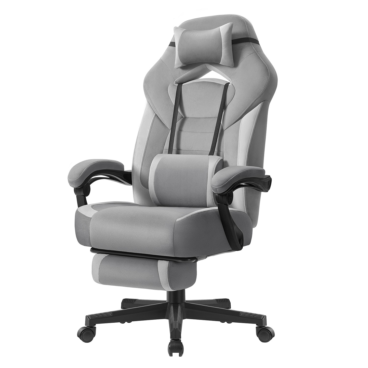 SONGMICS Bürostuhl mit verstellbarer Höhe, ergonomischer Chefsessel, klappbare Fußstütze OBGB35077G02