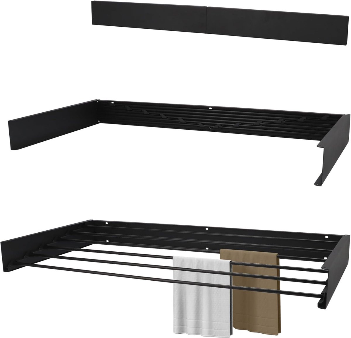 Wanddroogrek XL inklapbaar wasrek zwart - Breedte: 100 cm