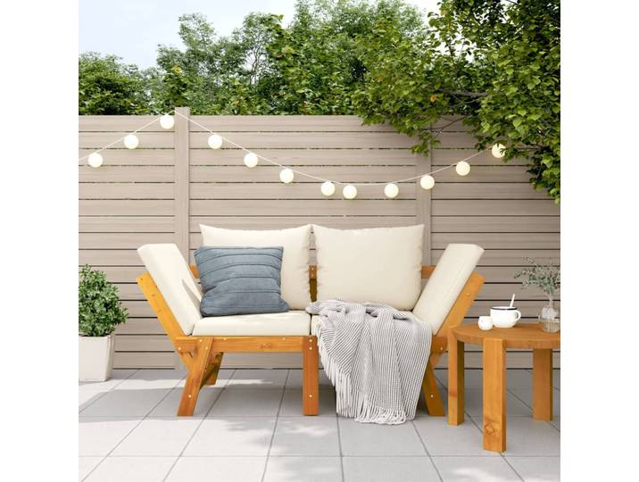 vidaXL Gartenbank mit Kissen 2-in-1 Massivholz Akazie