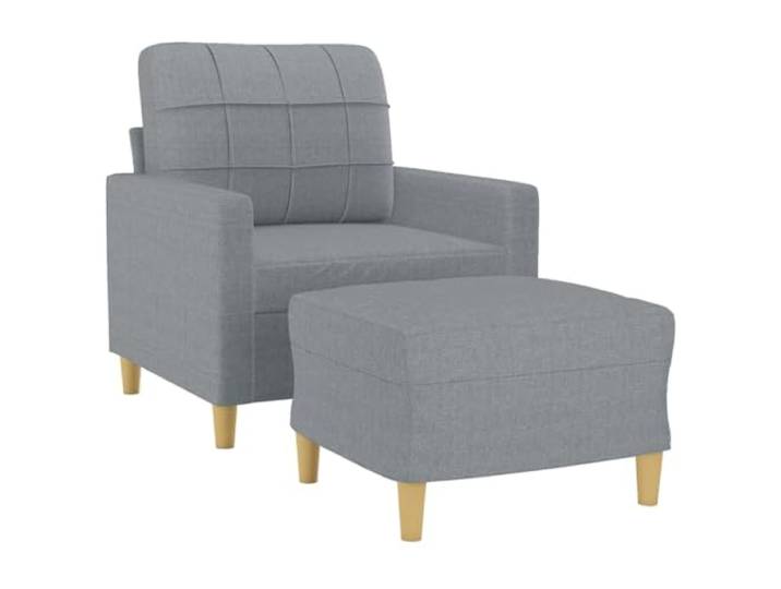 KTHLBRH Sessel mit Fußstütze hellgrau 60 cm Stoff 100 % Polyester, Gestell aus Metall, Schaumstoff, 110 kg, für Wohnzimmer