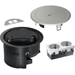 Hager BSR02D02 Installationsdose R02, 2x SCHUKO, Keystone Typ 01 2-f, Metall Tubus silber