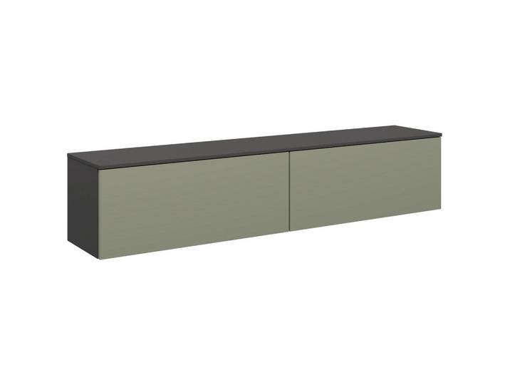 Celina Home Lowboard, Schieferfarben, Olivgrün, Holzwerkstoff, 180.3x37.6x37.4 cm, individuell planbar, hängend, In verschiedenen Grössen erhältlich, in verschiedenen Holzdekoren erhältlich, Wohnzimmer, TV Möbel, Lowboards, Lowboards hängend