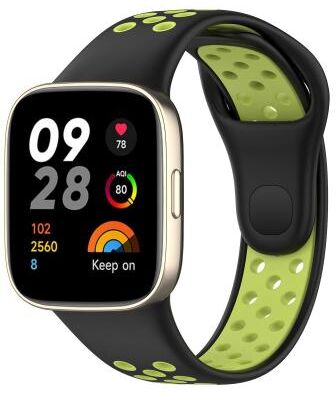 Everyday Crate Redmi Watch 3 Silicone Watch Band Two Color Sports Watch Strap With Secure Press Button black Lime