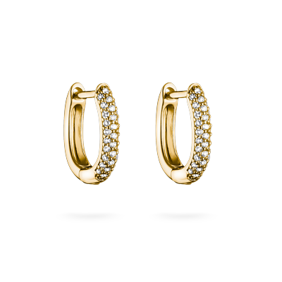 Paar Creolen THOMAS SABO "gelbgoldfarben", gelbgoldfarben, weiß, weiß, Ohrringe, Damen, Metall, mit Zirkonia (synth.)