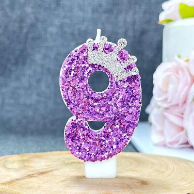 Uplift Treasures Purple Number Birthday Cake Candle 9
