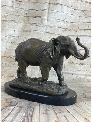 Bronzhaus Cast Bronze Marble Sculpture Imitative Elephant Safari Statue Art Figure Figurine Animal
