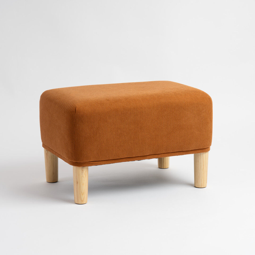 Latitude Run Cord Foot Stool Tan/Natural Wood 33cm H X 48cm W X 33cm D