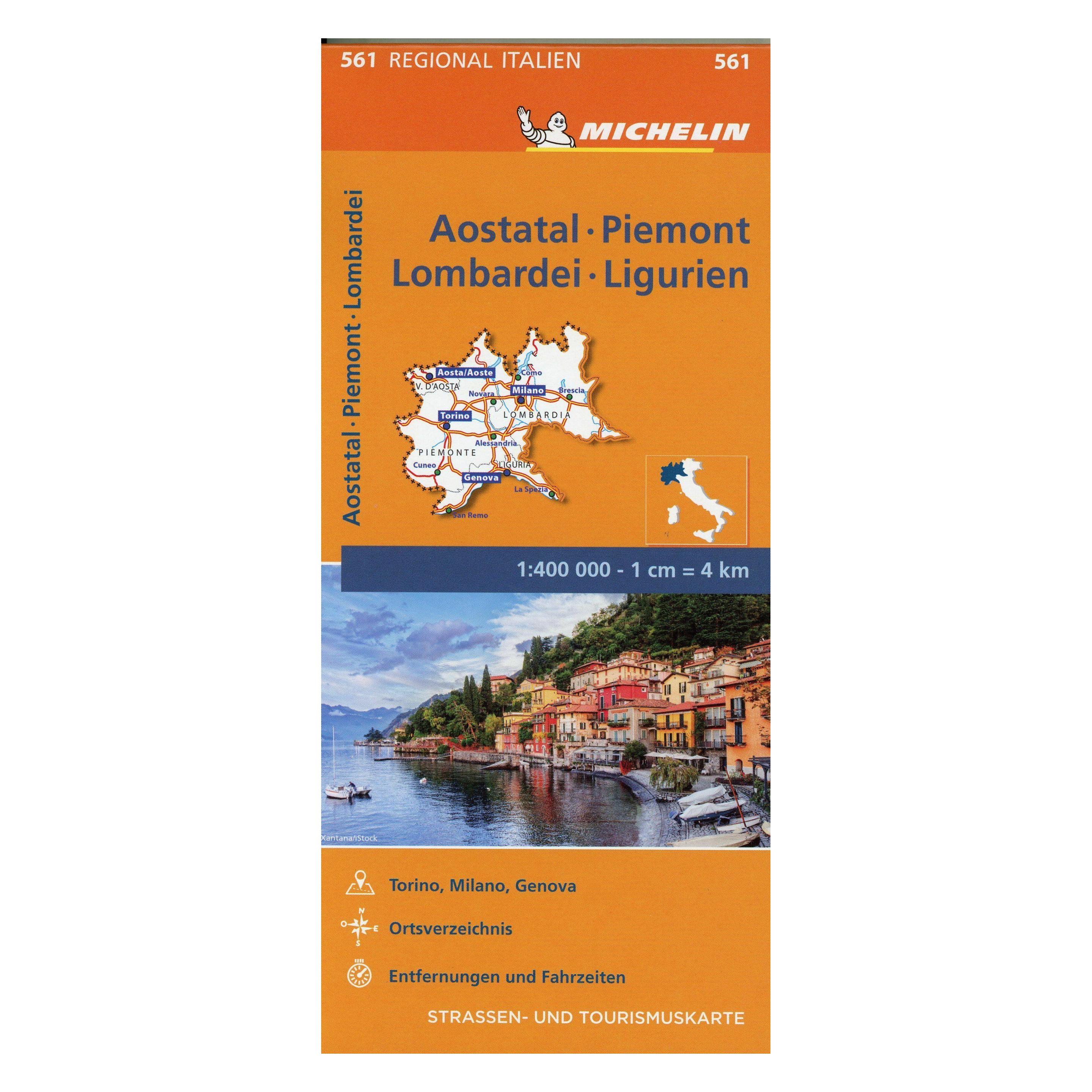 Michelin Editions Des Voyages Michelin Aostatal, Piemont, Lombardei und Ligurien. Strassen- und Tourismuskarte 1:400.000 400000 (7140602)