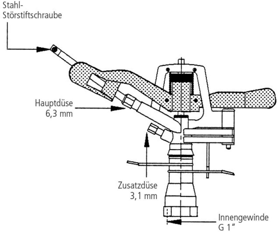 Kreis- u.Sektoren-Hochregner V65S D.35m G1Zoll AG MS m.Standspitzen GEKA (57.5673.9)