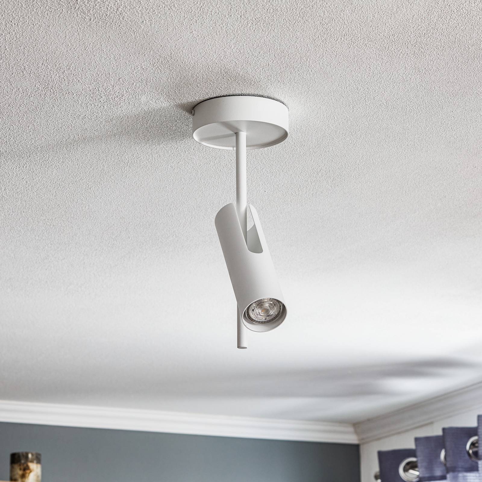 Deckenspot Leda 1, einflammig, weiß SIGMA, dimmbar, weiß / opal, für Wohn- / Esszimmer, Metall, Modern, Strahler