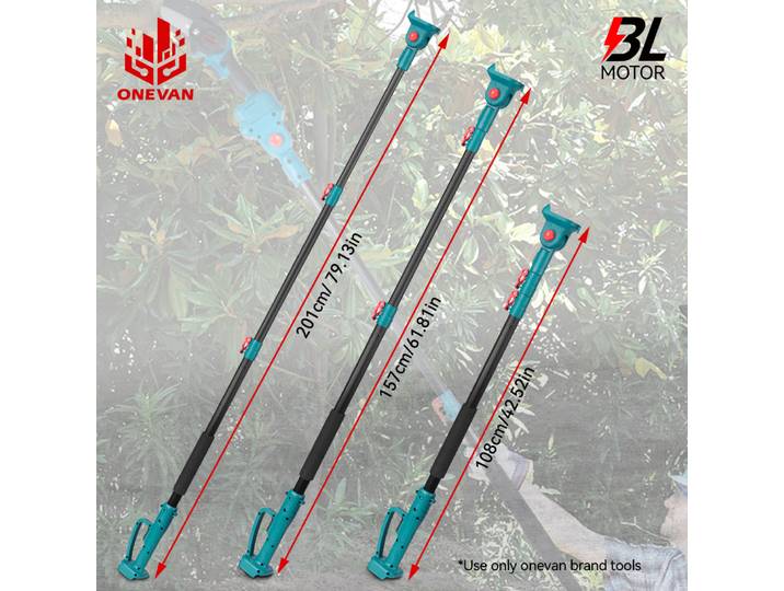 ONEVAN 2.01 mètre rallonge pôle adapté pour ciseaux électriques scie à chaîne Rechargeable 6 pouces/8 pouces scie à main