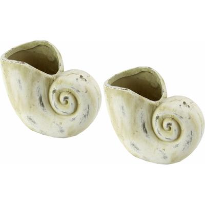 Übertopf I.GE.A. "Pflanzgefäß Muschel", beige (natur), B:19cm H:17cm T:12cm, Keramik, Pflanzgefäße