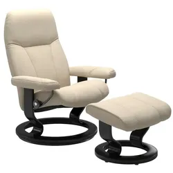 Stressless Sessel mit Hocker Consul Classic Leder Beige Batick Cream M (Medium)