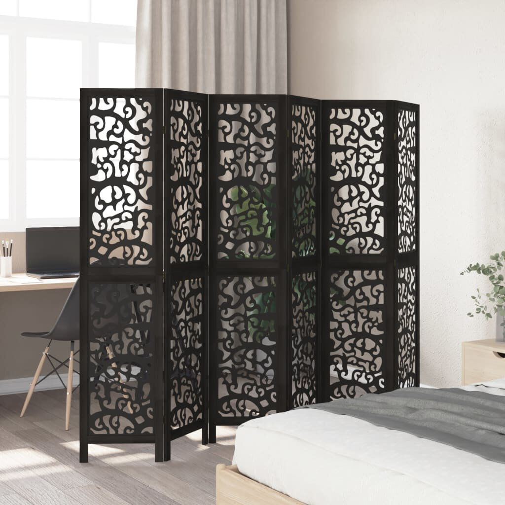 ClassicLiving Folding Room Divider Black 180cm H x 215cm W x 1.6cm D