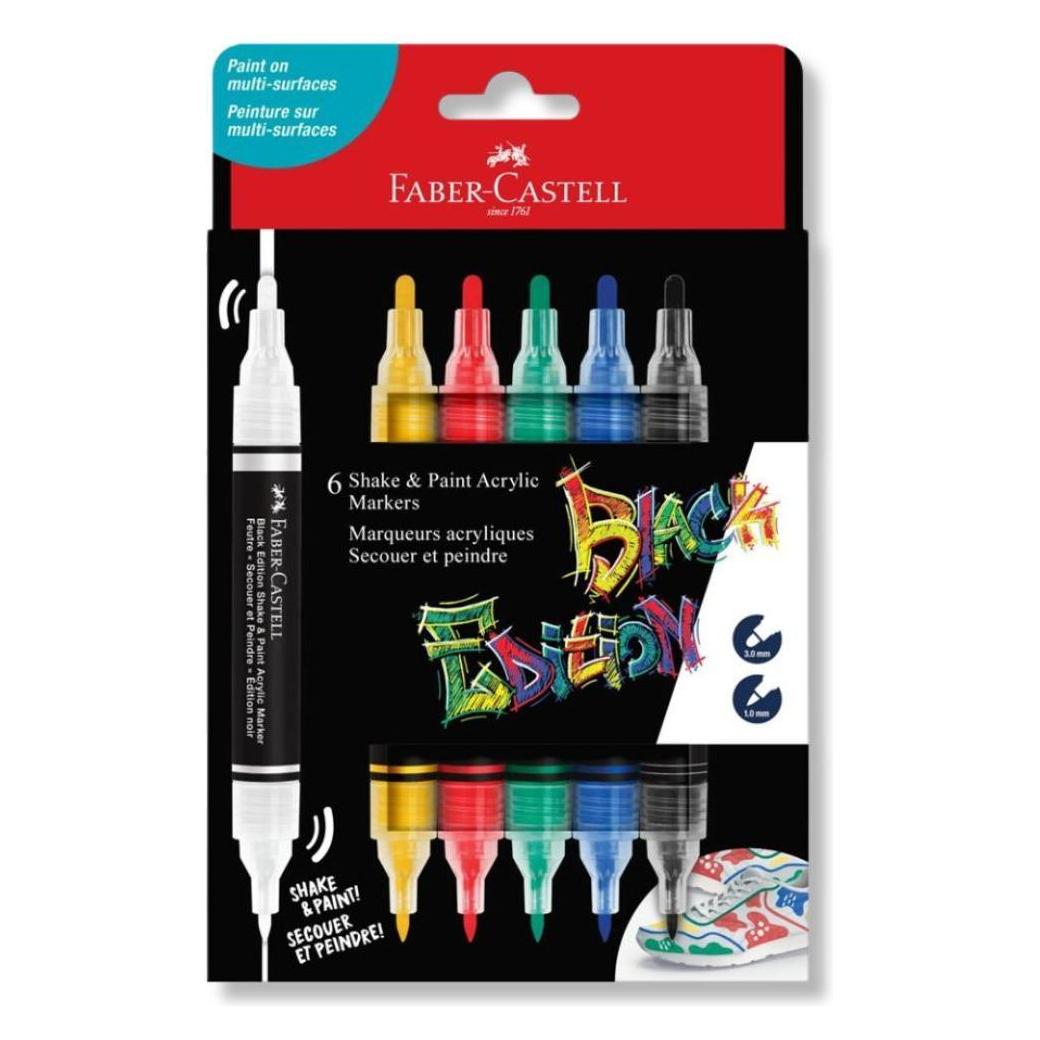 Faber-Castell - Black Edition Shake & Paint Acrylic Markers Set of 6 (Classic Colours) (285507) (6x) (285507)