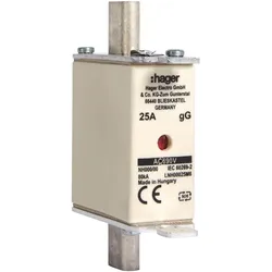 Hager LNH00025M6 NH-Sicherungseinsatz NH000 gG 690V 25A Kombimelder Grifflasche spannungsführend