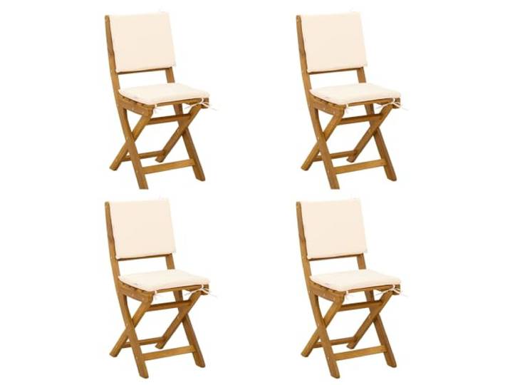 VIHHQGC Bistro-Stühle 4 STK. Cremeweiß Massivholz Akazie Rustikales Design, glatte Textur, Holzmaserung, klappbar, geölte Oberfläche, manuell verstellbar, pflegeleicht