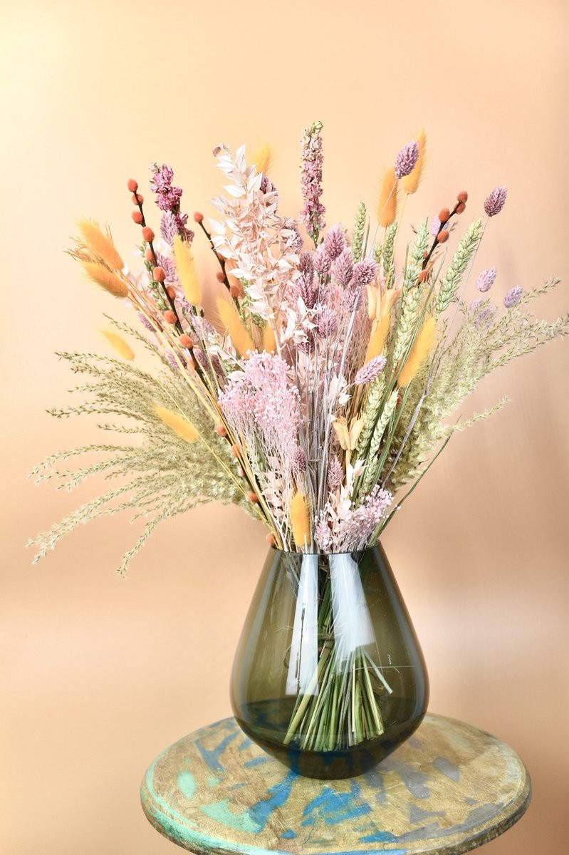 Natuurlijk Bloemen Droogbloemen boeket Happy Mix - 50 cm